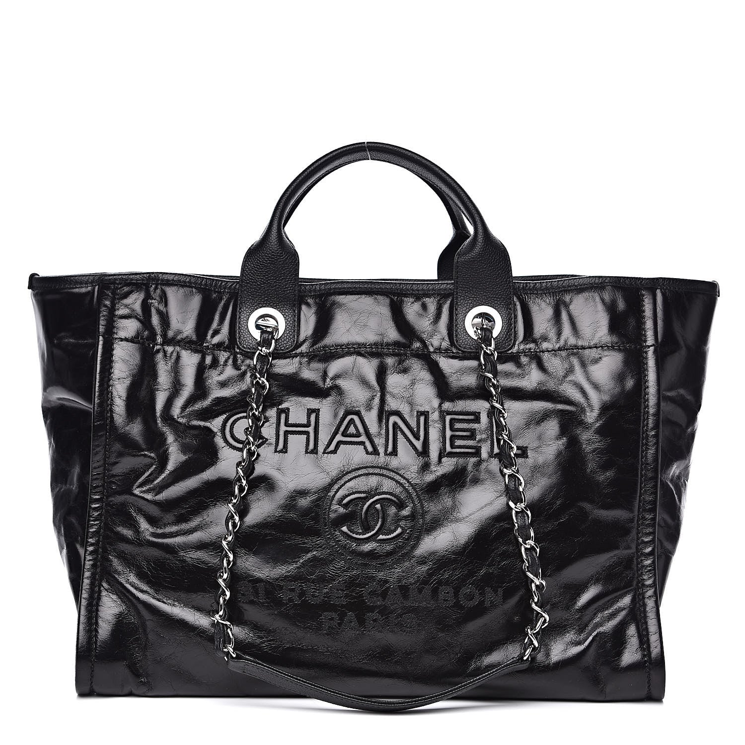 Chanel Glazed Calfskin Large Deauville Tote Black 1 of 11