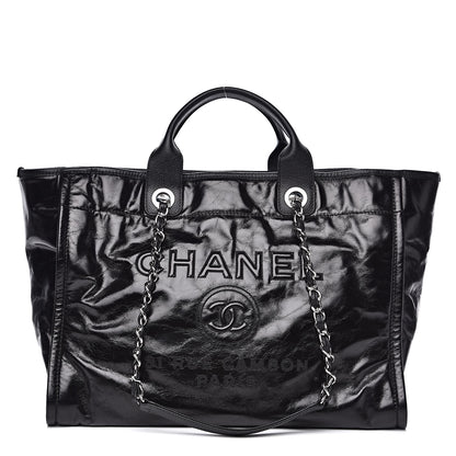 Chanel Glazed Calfskin Large Deauville Tote Black 1 of 11