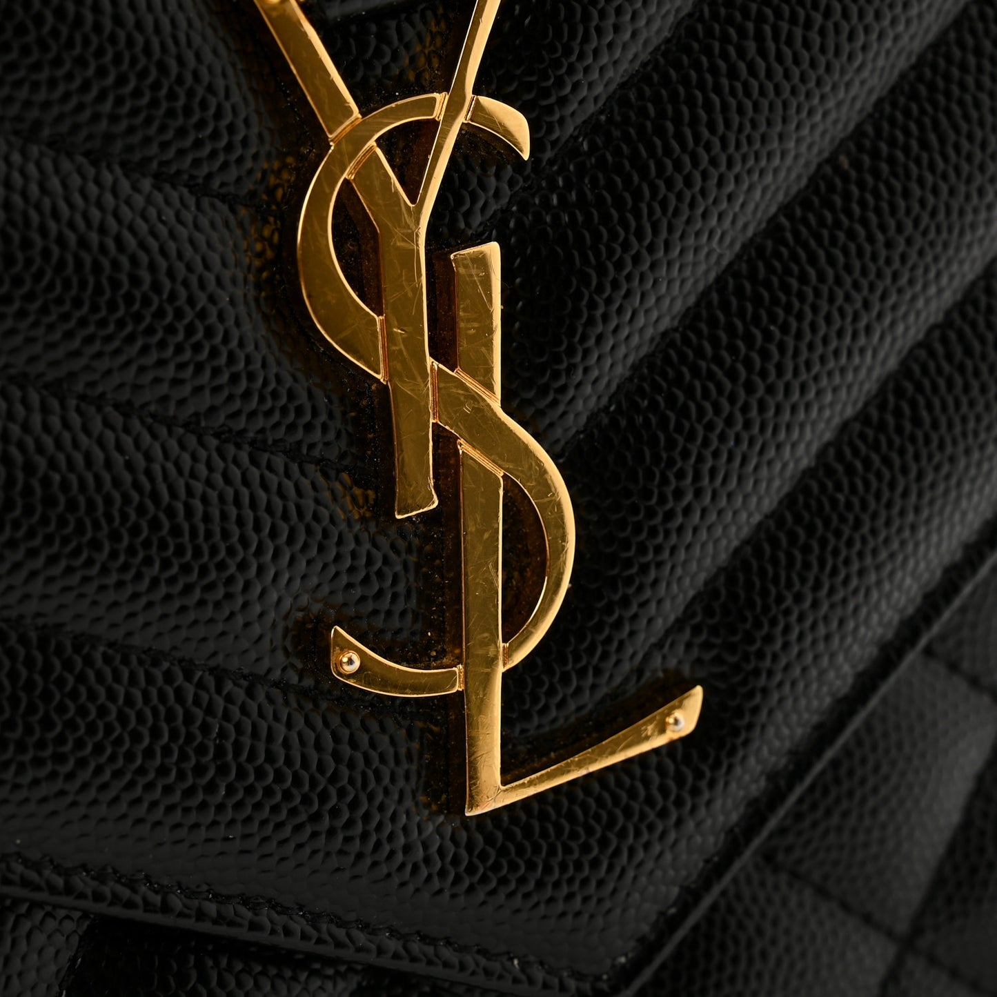 Grain De Poudre Textured Mixed Matelasse Triquilt Monogram Clutch Black