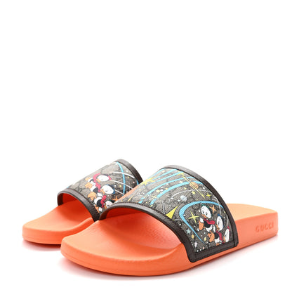 Gucci X DISNEY GG Supreme Monogram Donald Duck Mens Slide Sandals 8 Beige Ebony New 9 Acero 3 of 10
