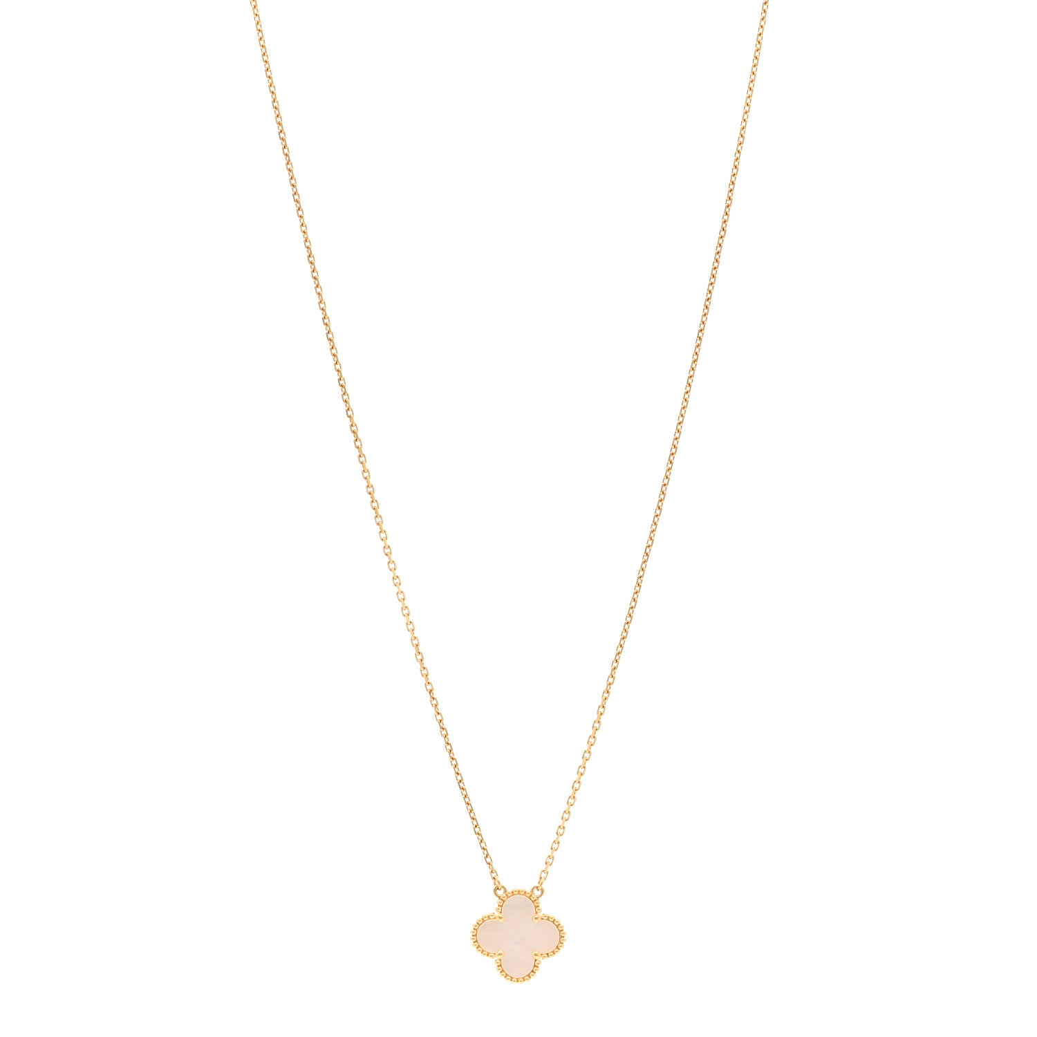 Van Cleef & Arpels 18K Yellow Gold Mother of Pearl Vintage Alhambra Pendant Necklace 1 of 5
