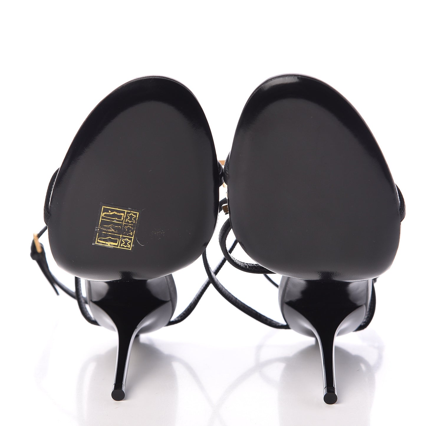 Calfskin Cassandra Palm Logo 110 Ankle Strap Sandals 38.5 Black