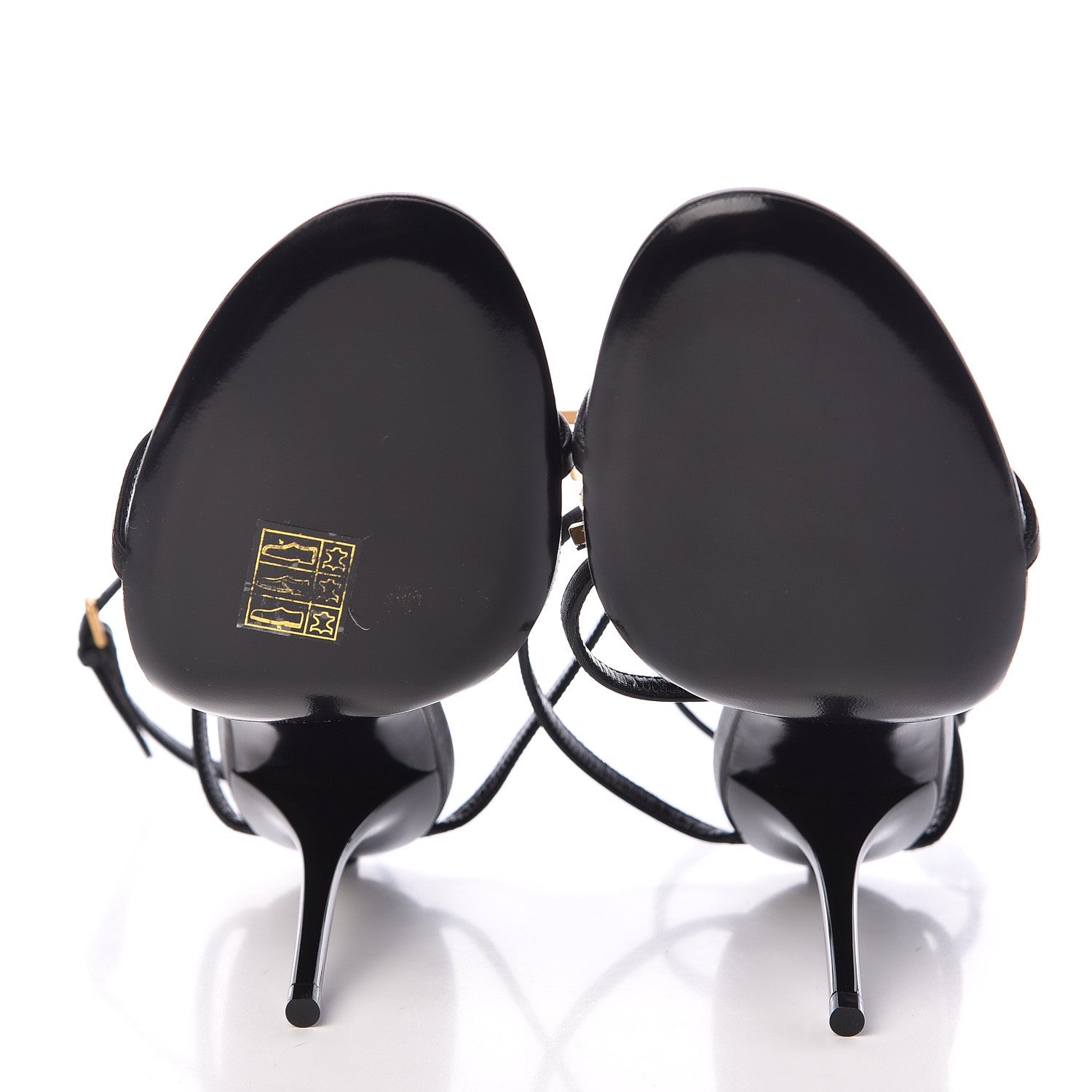 Saint Laurent Calfskin Cassandra Palm Logo 110 Ankle Strap Sandals 38.5 Black 5 of 8