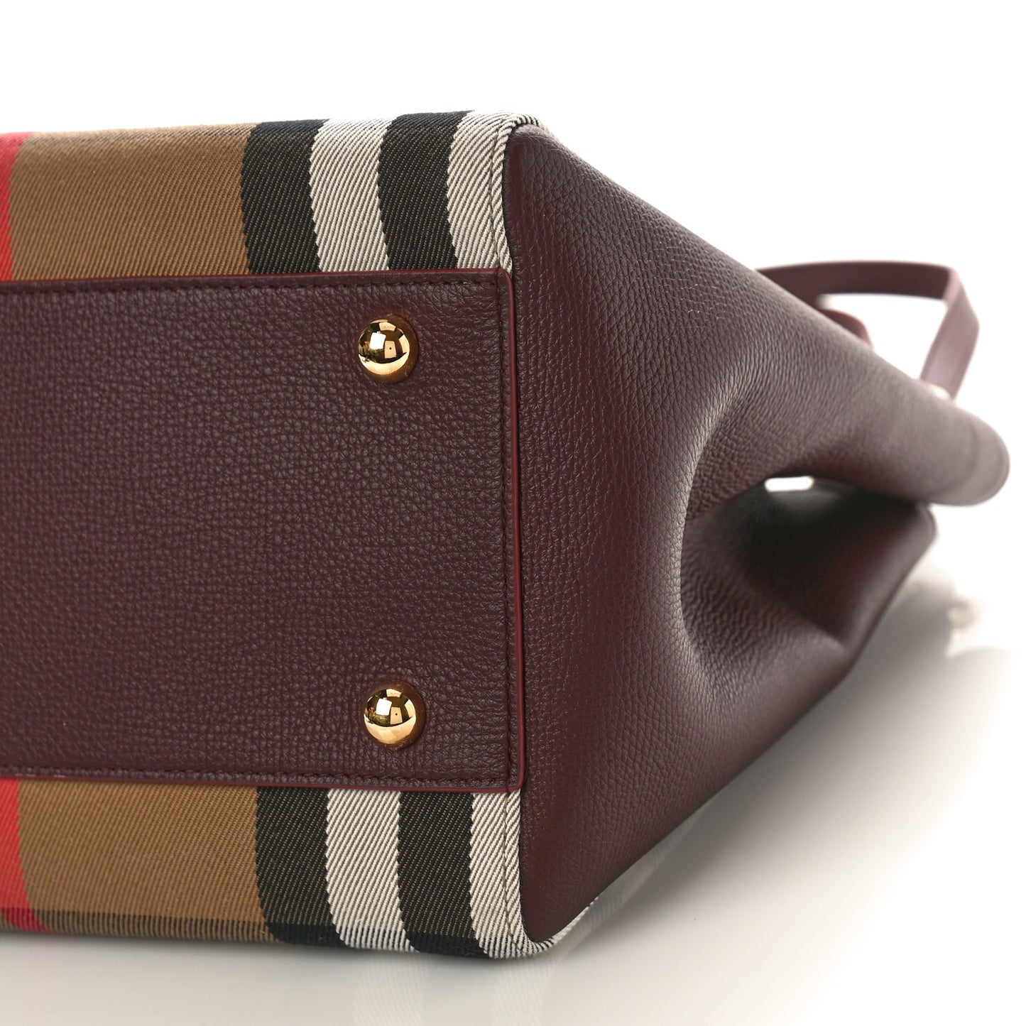 House Check Grainy Calfskin Small Canterbury Tote Mahogany Red