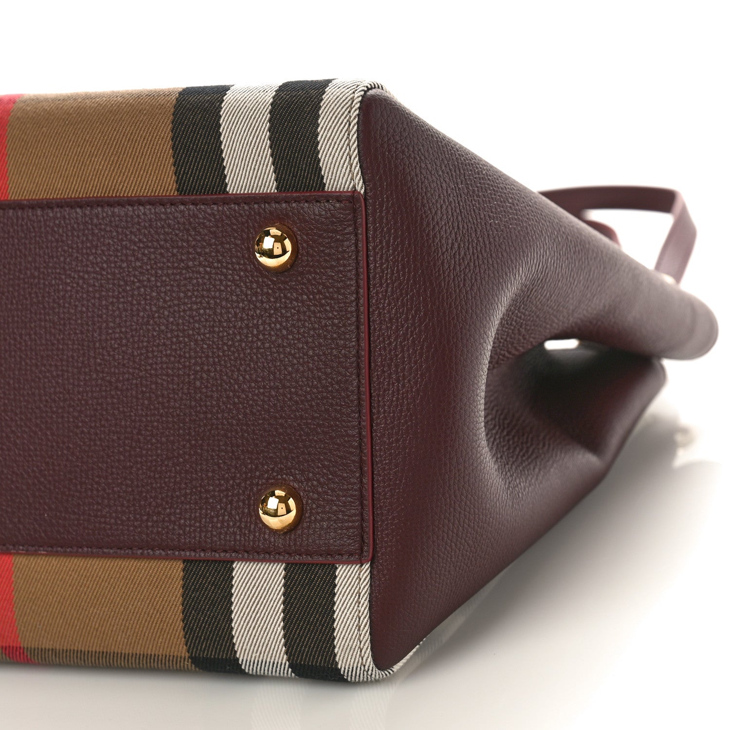Burberry House Check Grainy Calfskin Small Canterbury Tote Mahogany Red 8 of 8