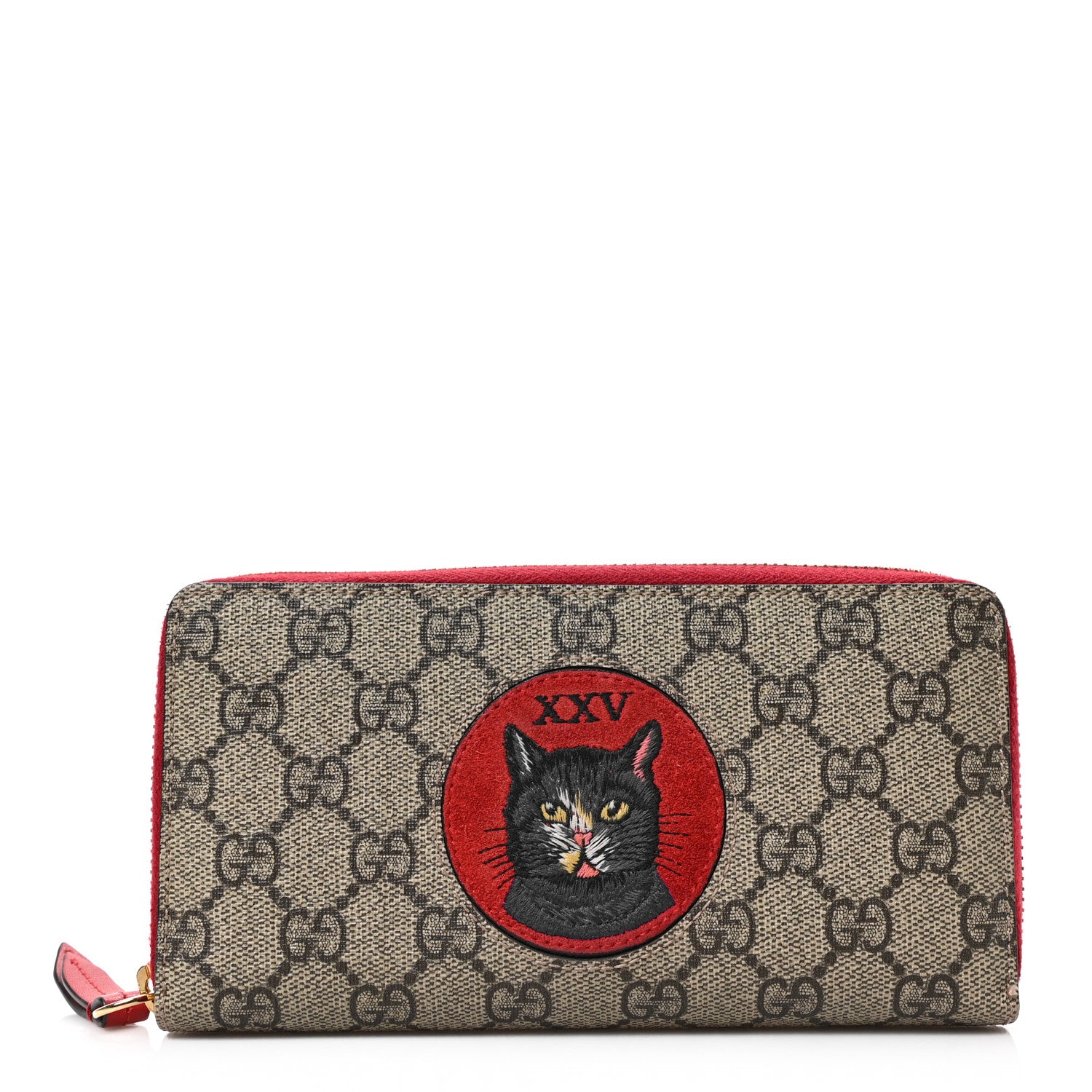 Gucci GG Supreme Monogram Mystic Cat Zip Around Wallet Red 1 of 6
