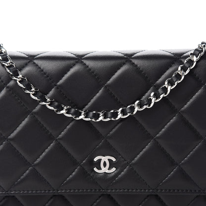Chanel Lambskin Quilted Wallet On Chain WOC Black 11 of 12
