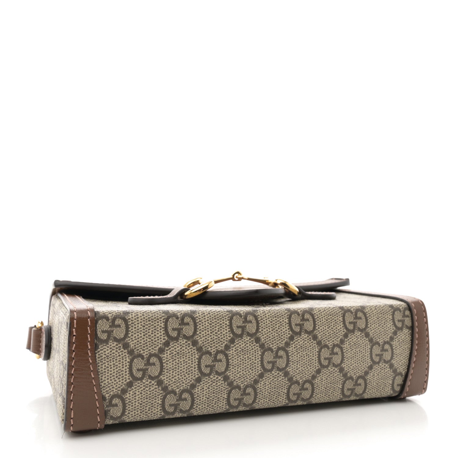 Gucci GG Supreme Monogram Mini Horsebit 1955 Shoulder Bag Beige Brown Sugar 4 of 11