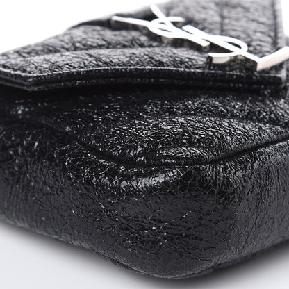 Saint Laurent Metallic Crackled Calfskin Chevron Monogram Micro Crossbody Bag Black 7 of 9