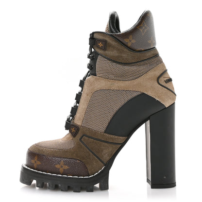 Louis Vuitton Suede Calfskin Monogram Star Trail Ankle Boots 38.5 Khaki 1 of 7