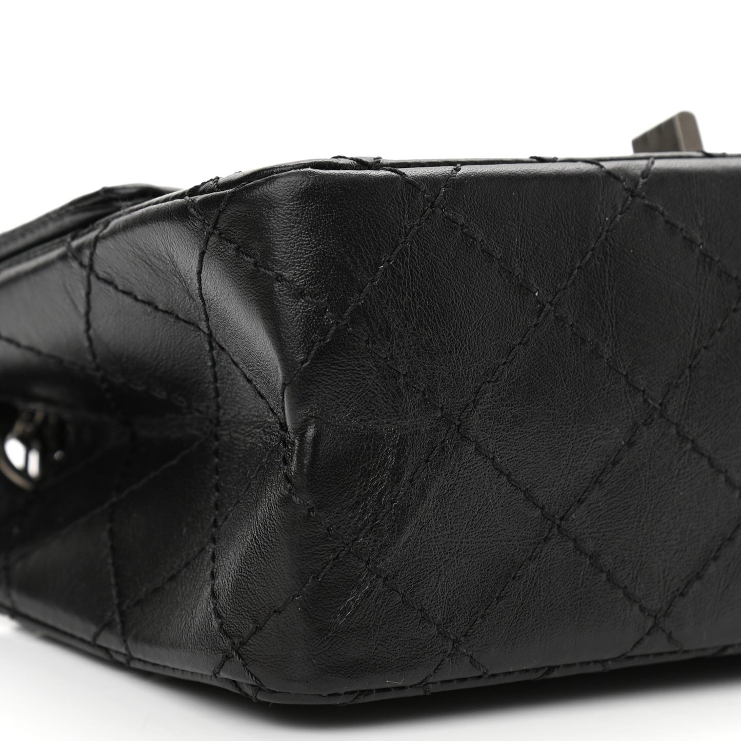 Aged Calfskin Quilted 2.55 Reissue Mini Flap Black
