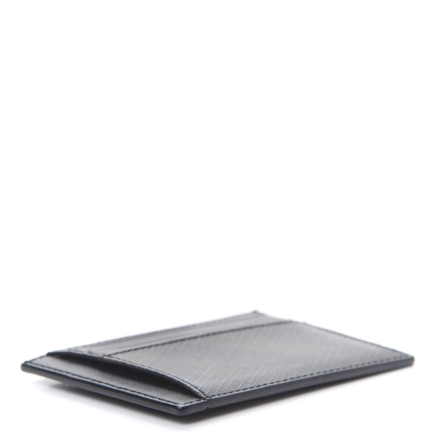 Grained Calfskin London Check Money Clip Card Case Navy Black