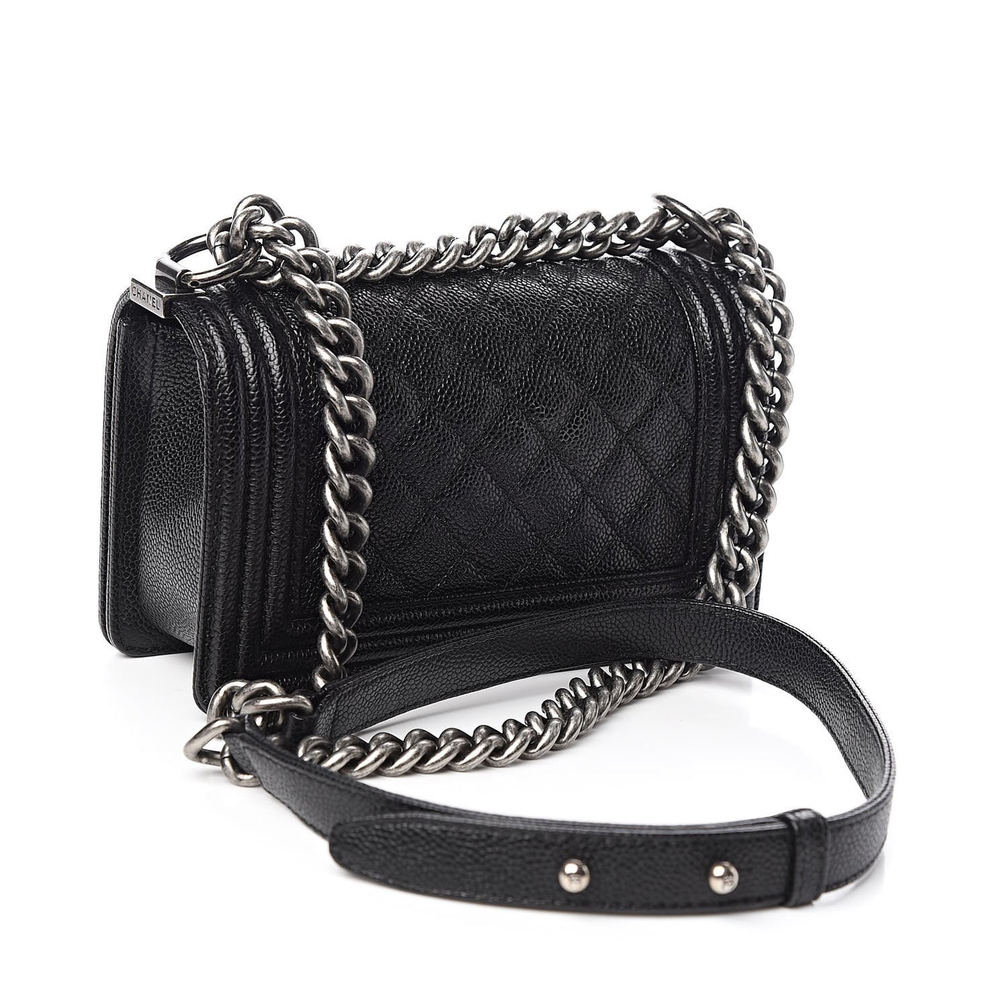 Caviar Quilted Small Boy Flap Black