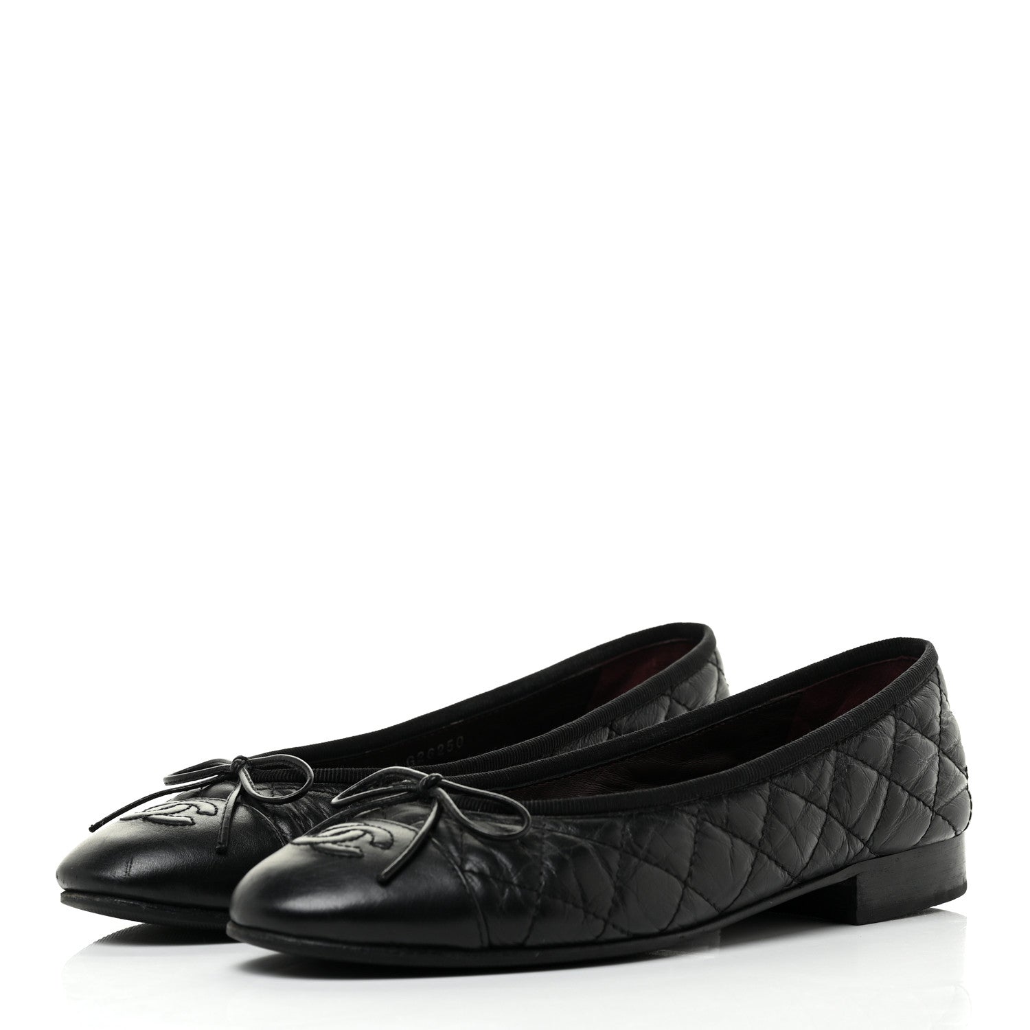 Chanel Aged Calfskin Quilted Cap Toe Ballerina Flats 35.5 Black 3 of 19