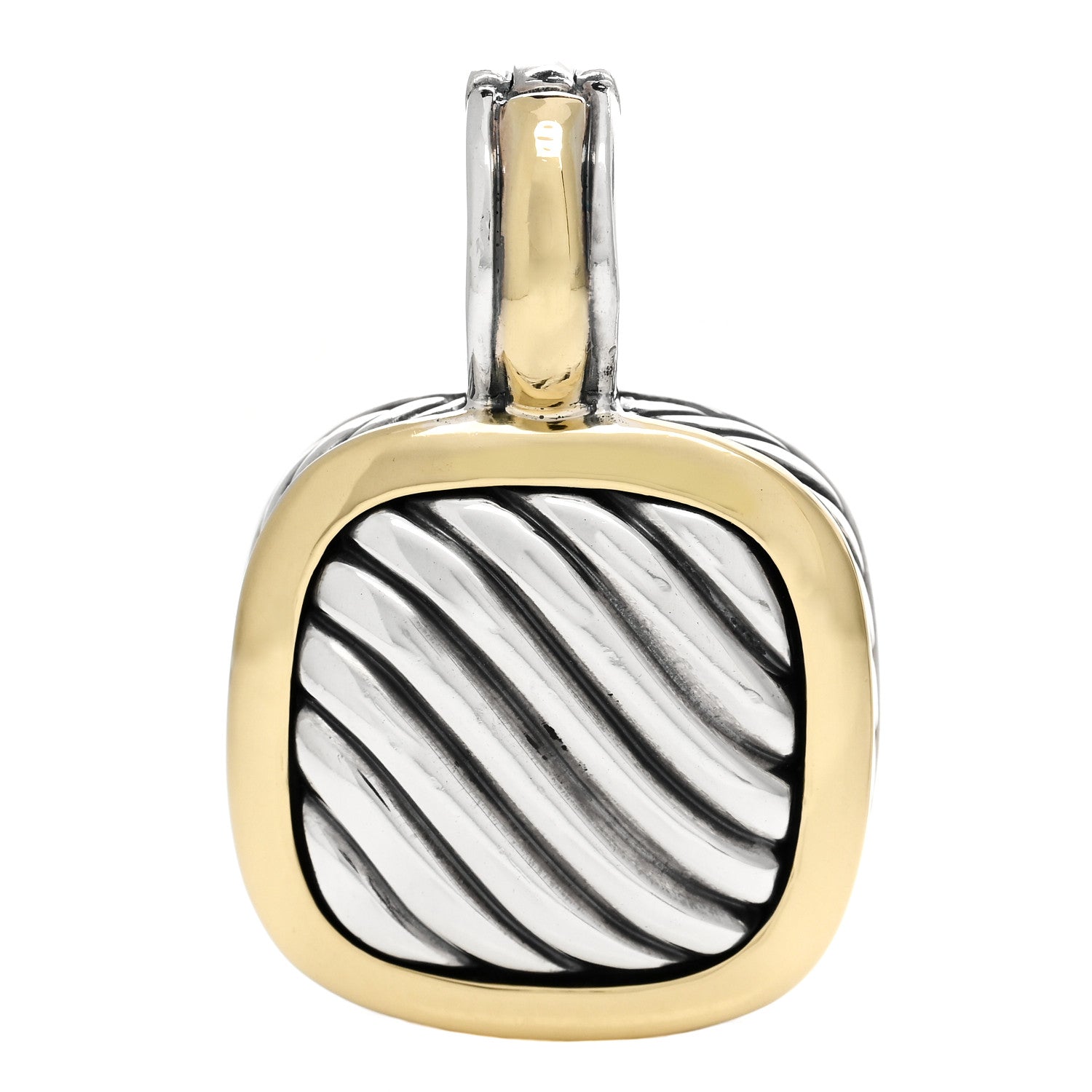 David Yurman Sterling Silver 18K Yellow Gold Sculpted Cable Enhancer Pendant 1 of 5