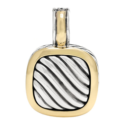 David Yurman Sterling Silver 18K Yellow Gold Sculpted Cable Enhancer Pendant 1 of 5
