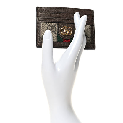 Gucci GG Supreme Monogram Textured Dollar Calfskin Ophidia Card Holder Beige Ebony New Acero 2 of 7