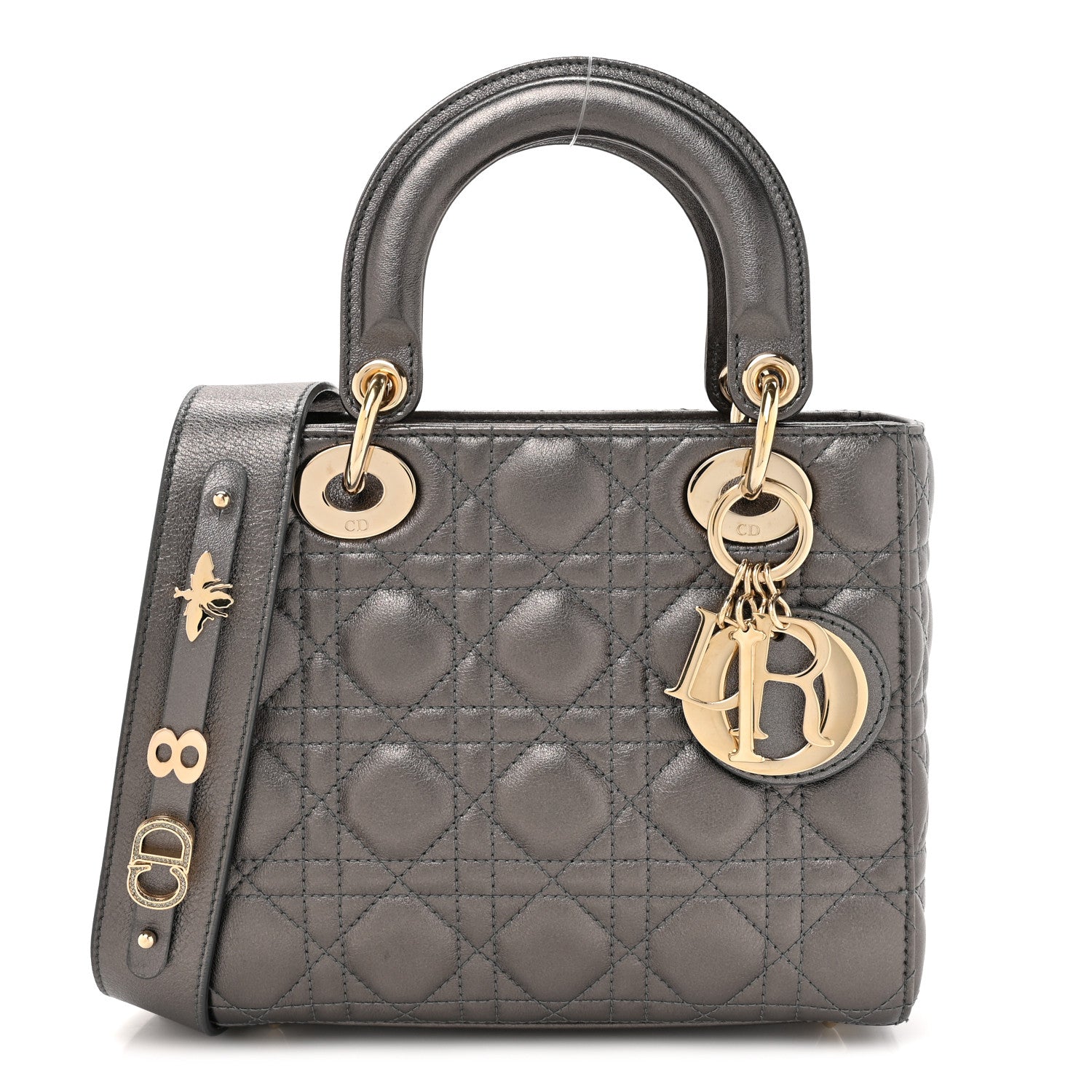 Christian Dior Lambskin Cannage Small My ABCDior Lady Dior Metallic Grey 1 of 11