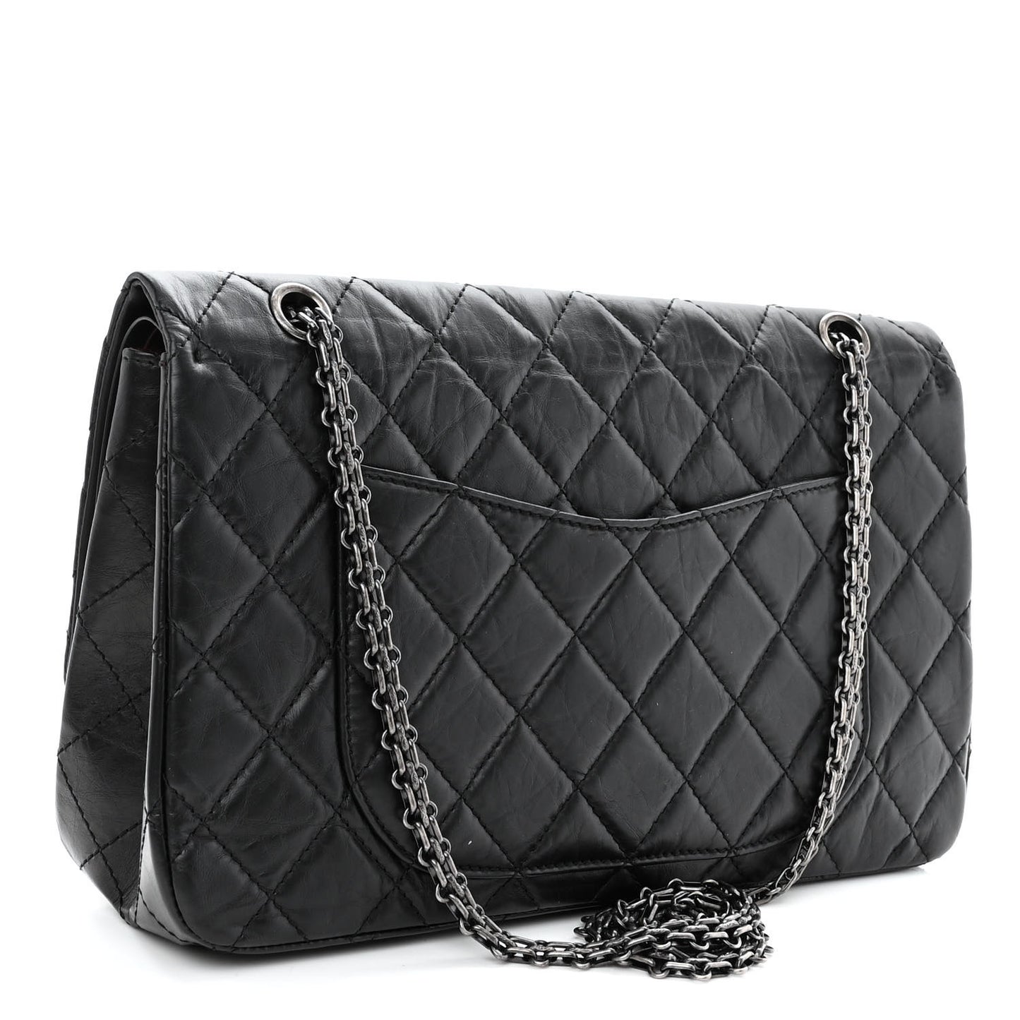 Aged Calfskin Quilted 2.55 Reissue 227 Flap Black
