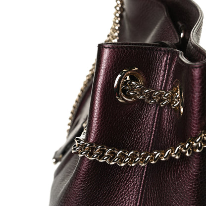 Gucci Metallic Cellarius Calfskin Medium Soho Chain Shoulder Bag Classic Burgundy 15 of 16