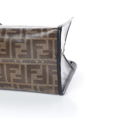 Fendi Glazed Fabric Vitello Century FF 1974 Stamp Patch Mini Peekaboo Defender Cover Mogano Panna Black 9 of 10