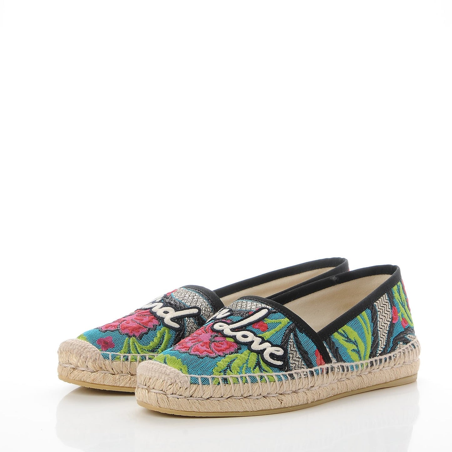 Tapestry Brocade Blind For Love Espadrilles 38 Acquamarine Green Black