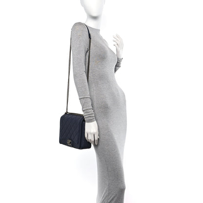 Chanel Washed Caviar Quilted Small Square Turn Around Ligne Flap Navy 3 of 12
