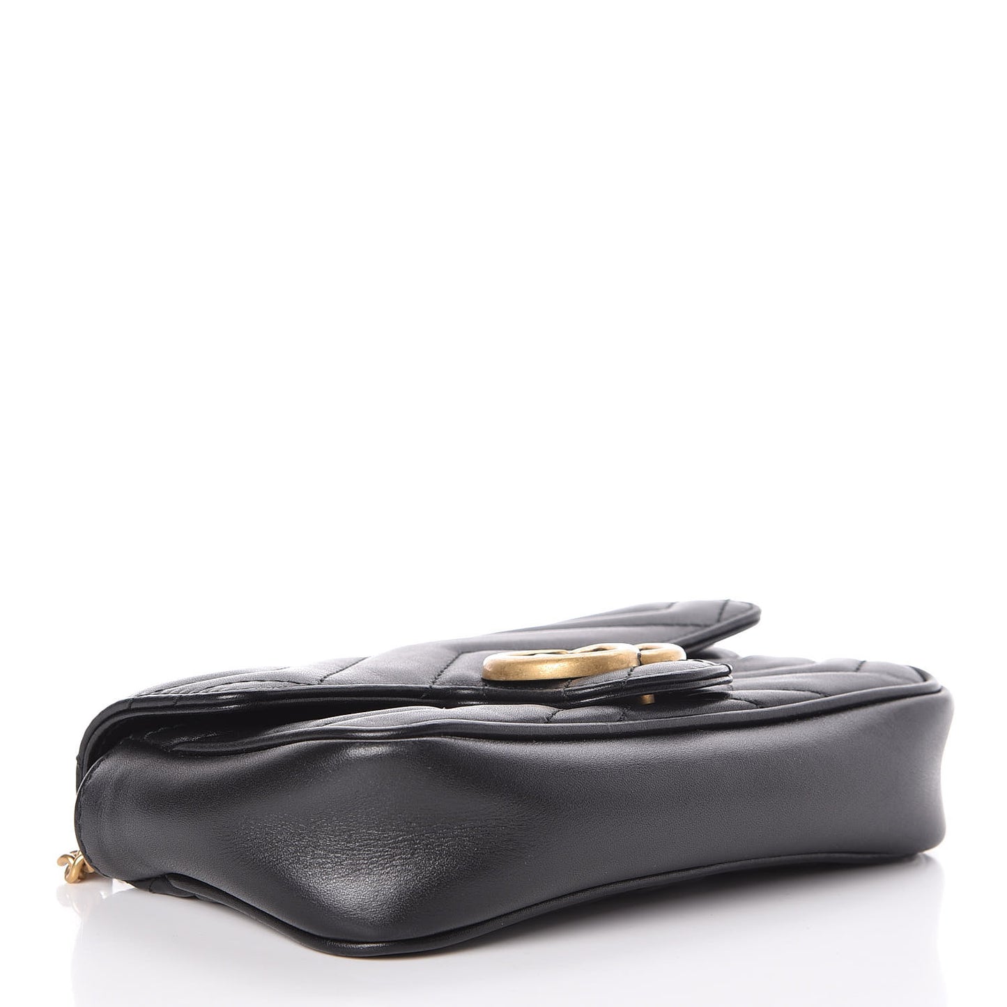 Calfskin Matelasse Super Mini GG Marmont Shoulder Bag Black