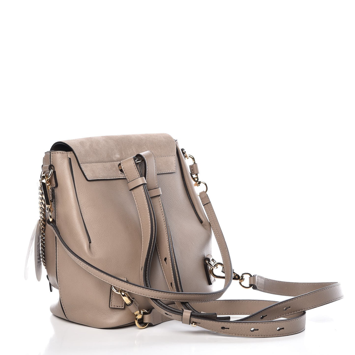 Suede Calfskin Small Faye Backpack Motty Grey