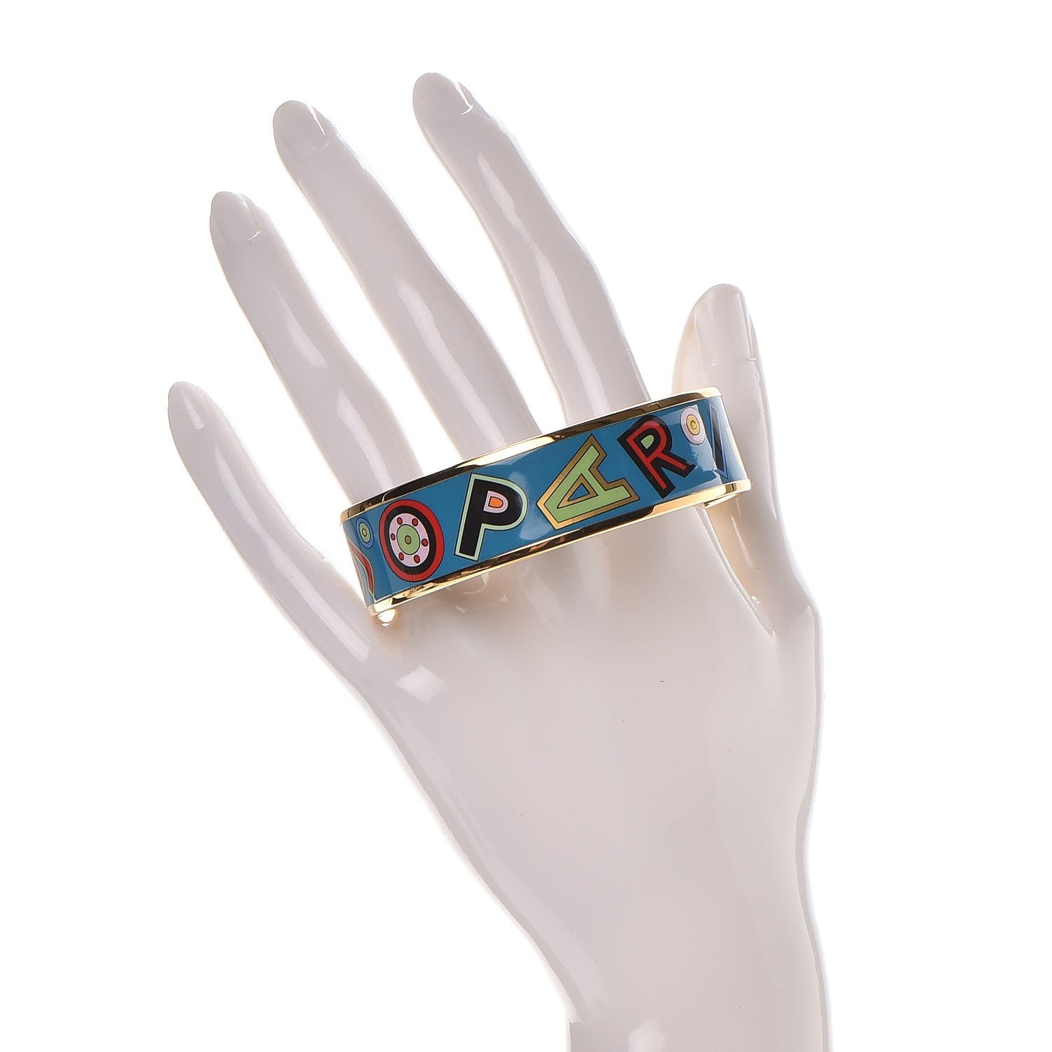Hermes Enamel Printed Wide Tohu Bohu Bracelet 62 Turquoise 2 of 5