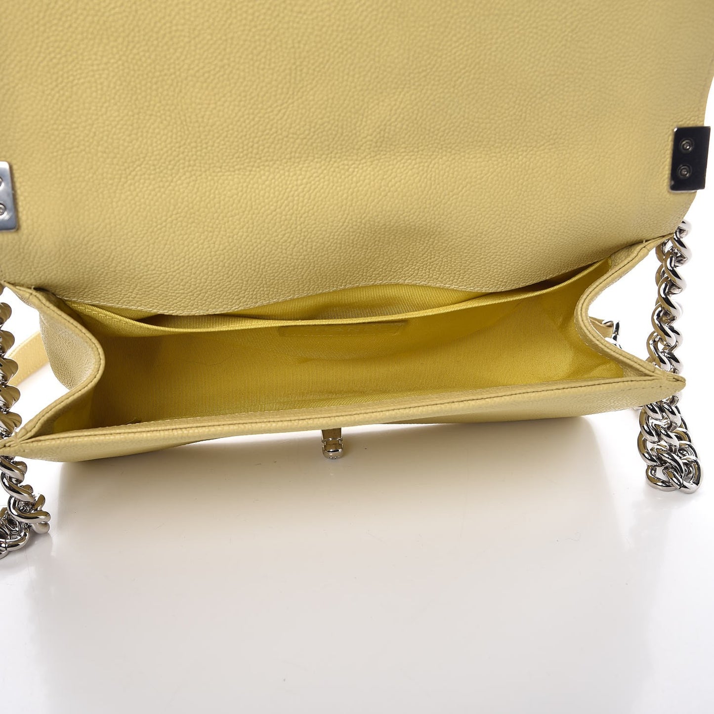 Caviar Quilted Medium Boy Flap Light Yellow