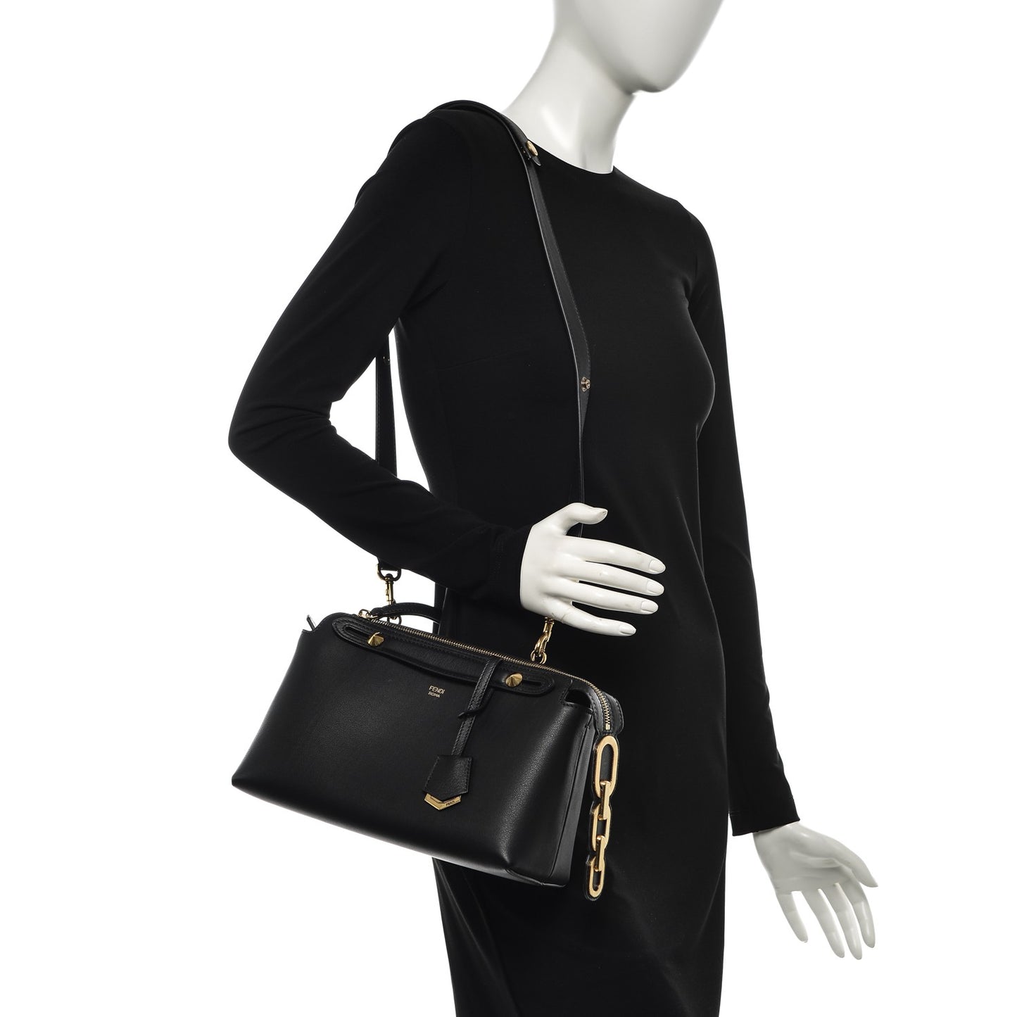 Vitello Dolce Chain Tail Gold Edition Medium By The Way Boston Bag Black Vintage Gold