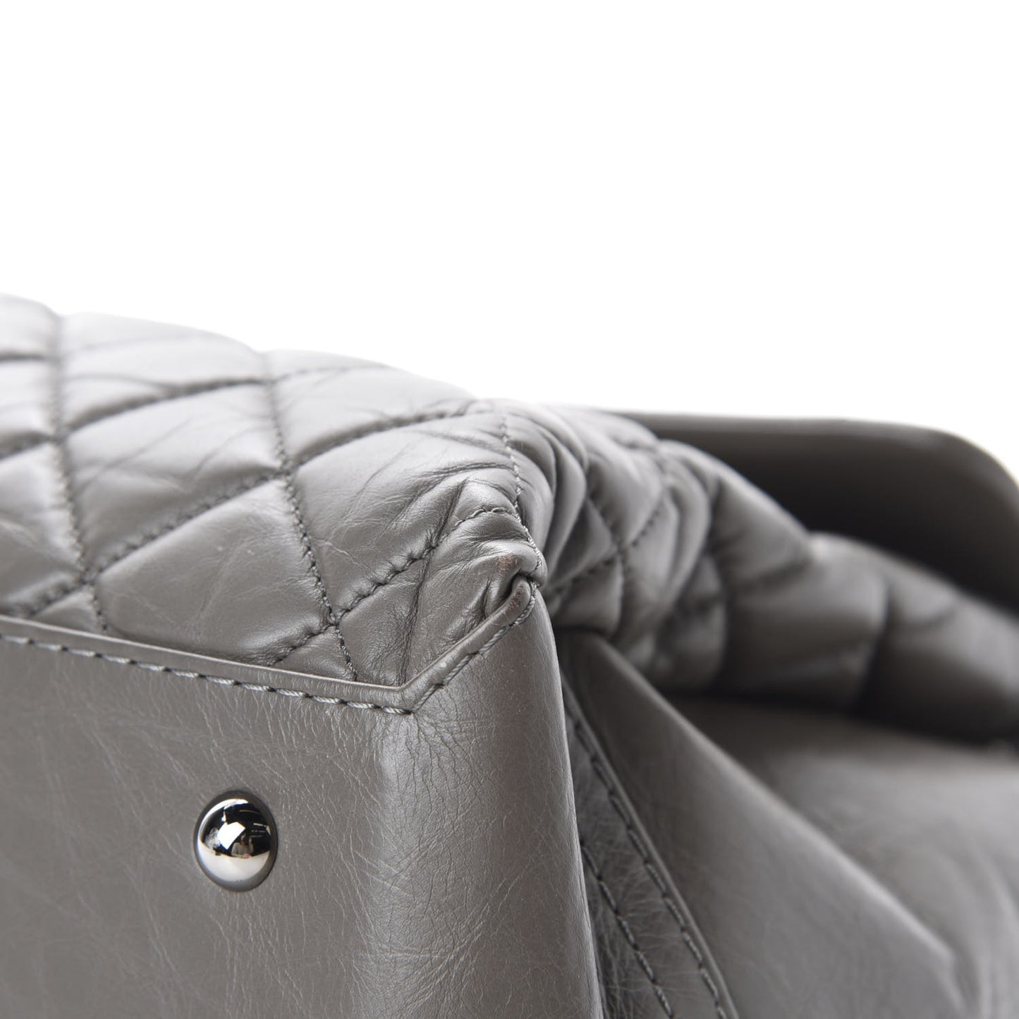 Aged Calfskin Medium Lady Pearly Flap Grey