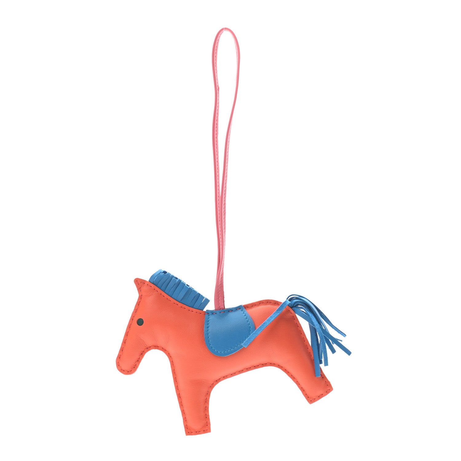 Hermes Milo Lambskin Grigri Rodeo Horse Bag Charm MM Orange Poppy Bleu Izmir Rose Azalee 1 of 3