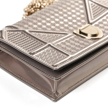 Christian Dior Metallic Patent Micro-Cannage Diorama Wallet on Chain Pouch Hyper Pink 12 of 13