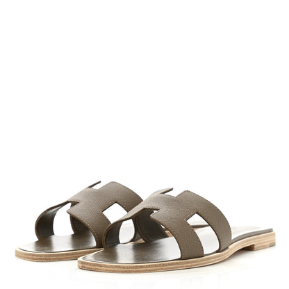 Hermes Epsom Oran Sandals 38 Etoupe 3 of 9