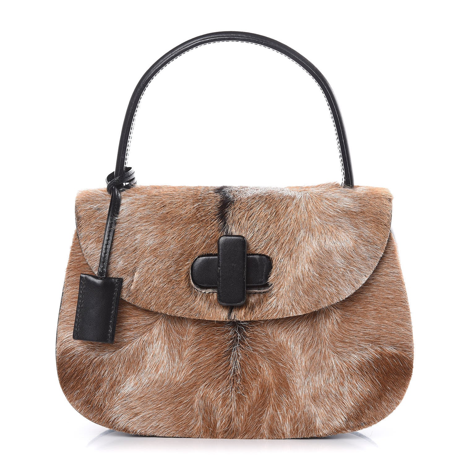 Gucci Calf Hair Calfskin Top Handle Bag Natural Black 1 of 16