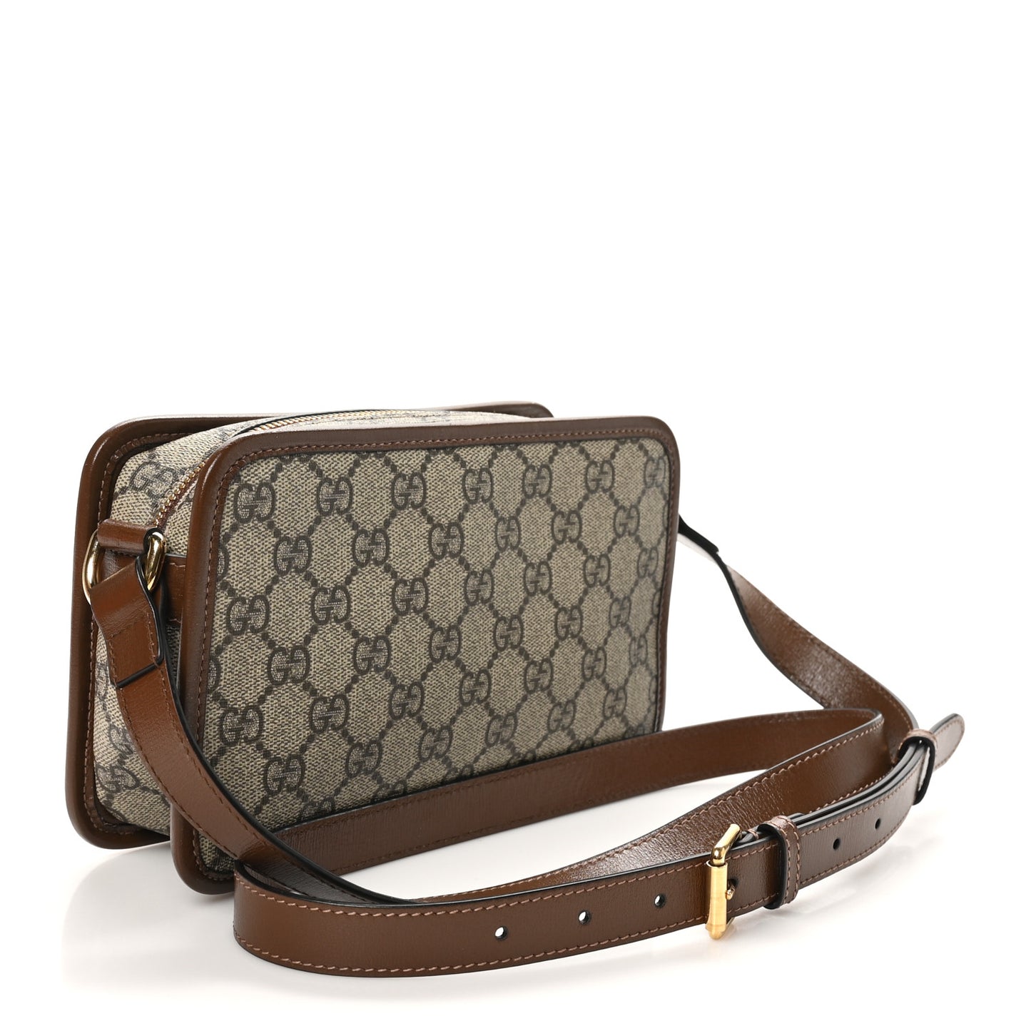 GG Supreme Monogram Azalea Calfskin Mini Retro Interlocking G Shoulder Bag Beige Ebony Brown Sugar