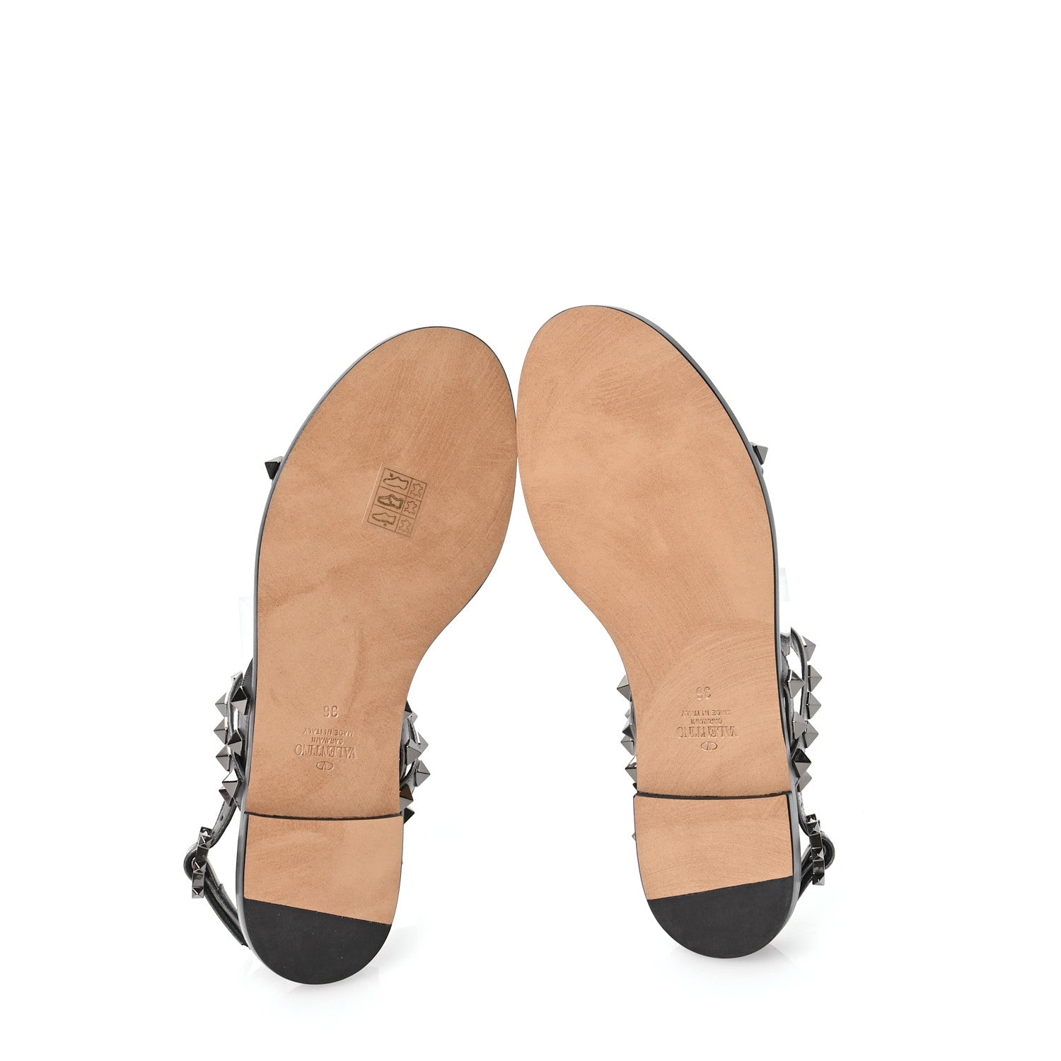 Valentino Garavani Metallic Nappa Rockstud T-Strap Slingback Flat Sandals 36 Rutenio 5 of 9