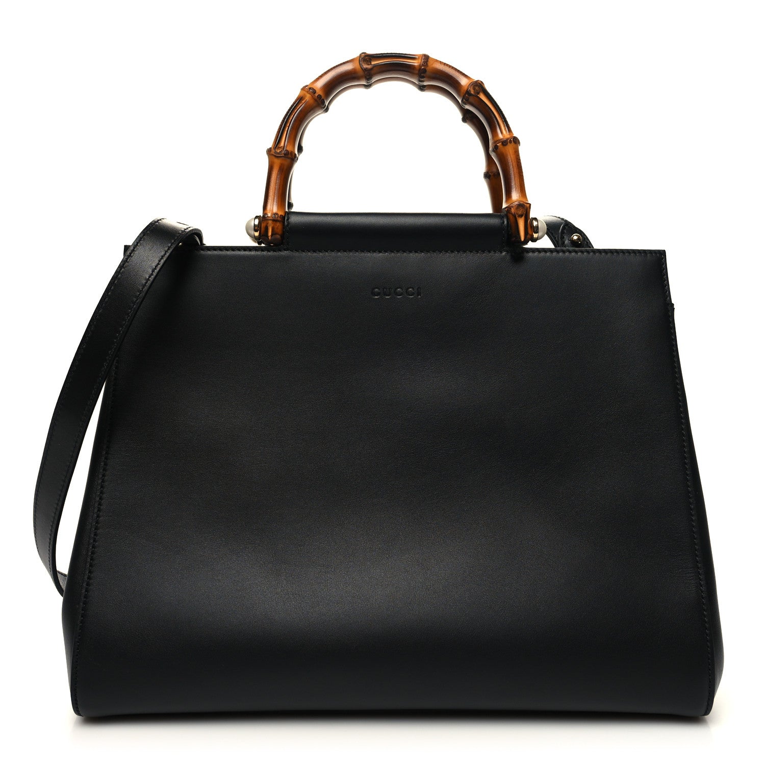 Gucci Nappa Bamboo Medium Nymphaea Top Handle Black 1 of 10