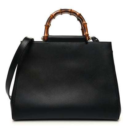 Gucci Nappa Bamboo Medium Nymphaea Top Handle Black 1 of 10