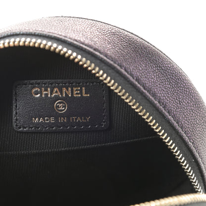 Chanel Iridescent Caviar Quilted Round Clutch With Chain Black 6 of 11