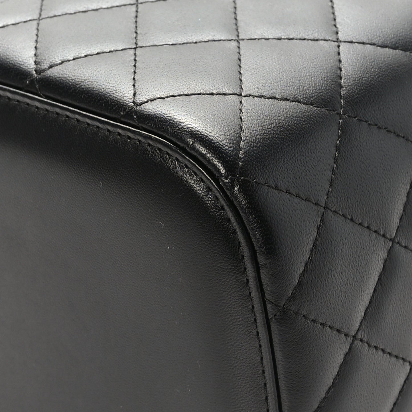 Lambskin Quilted Large Vanity Pouch Black