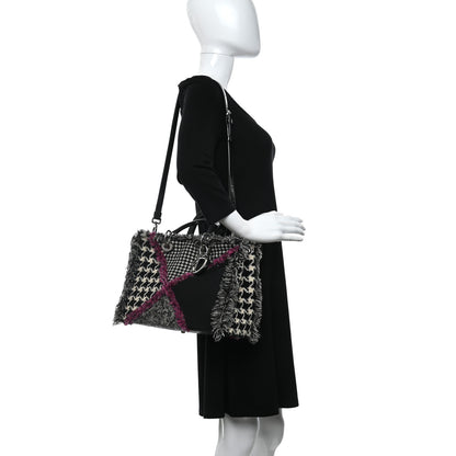 Christian Dior Patent Tweed Fringe Patchwork Lady Dior Black Multicolor 2 of 13