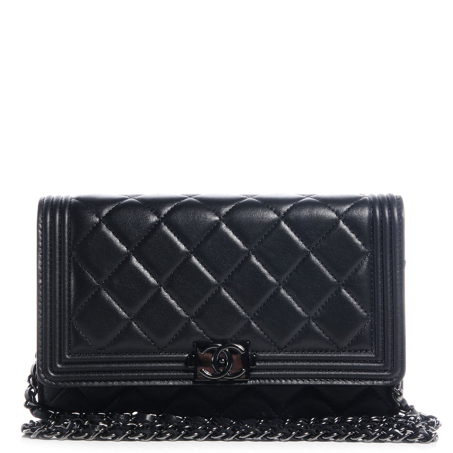 Lambskin Quilted Boy Wallet On Chain WOC So Black