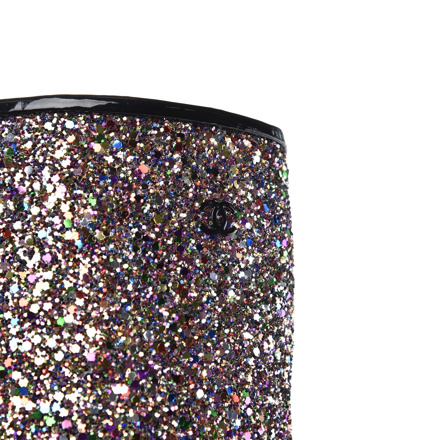 Chanel Glitter Patent Calfskin Cap Toe Fantasy High Boots 39 Multicolor Black 8 of 8