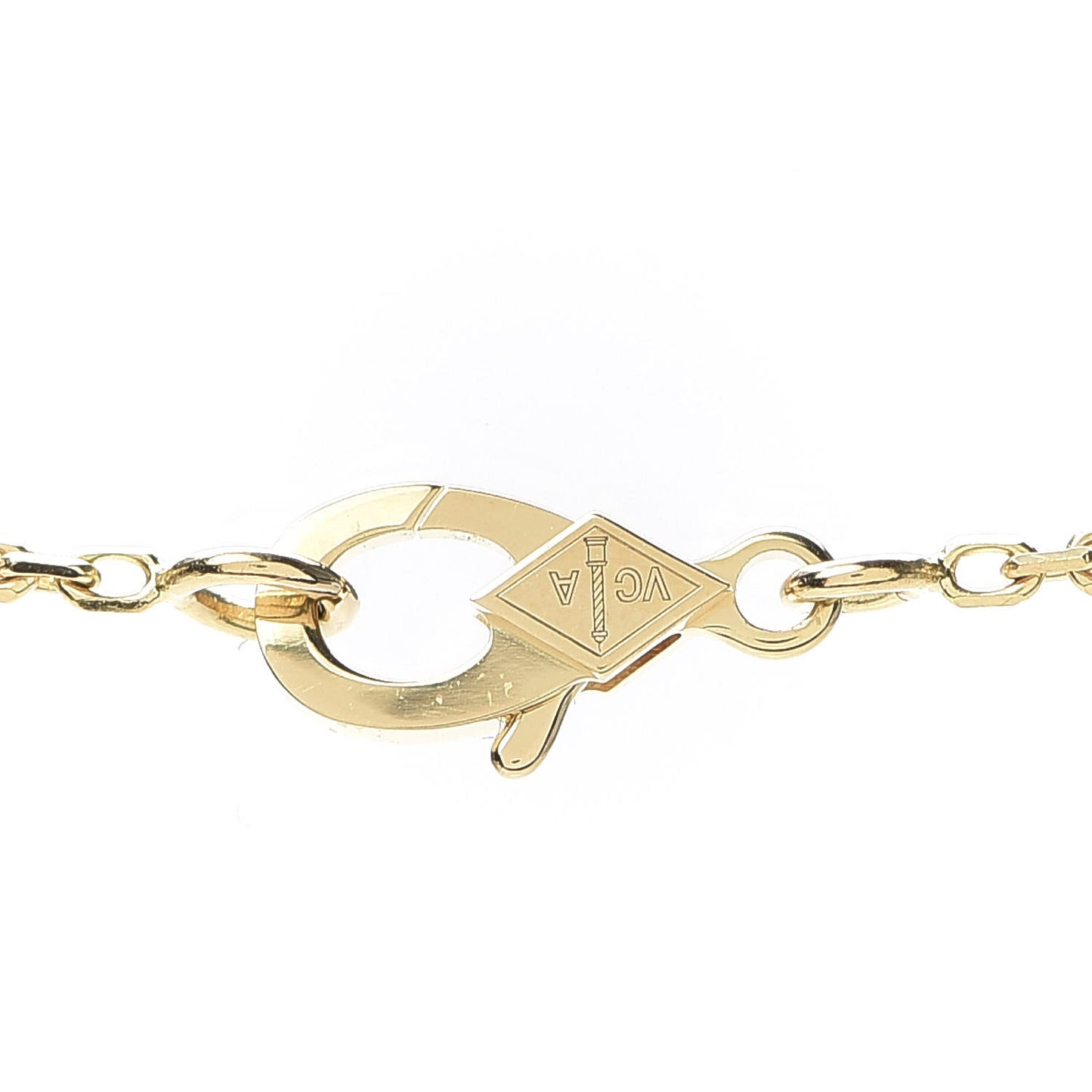 18K Yellow Gold Mother of Pearl Vintage Alhambra Pendant Necklace