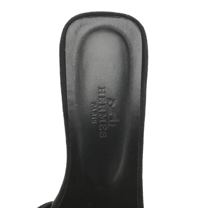 Hermes Suede Goatskin Giny 55 Sandals 38 Black 7 of 10