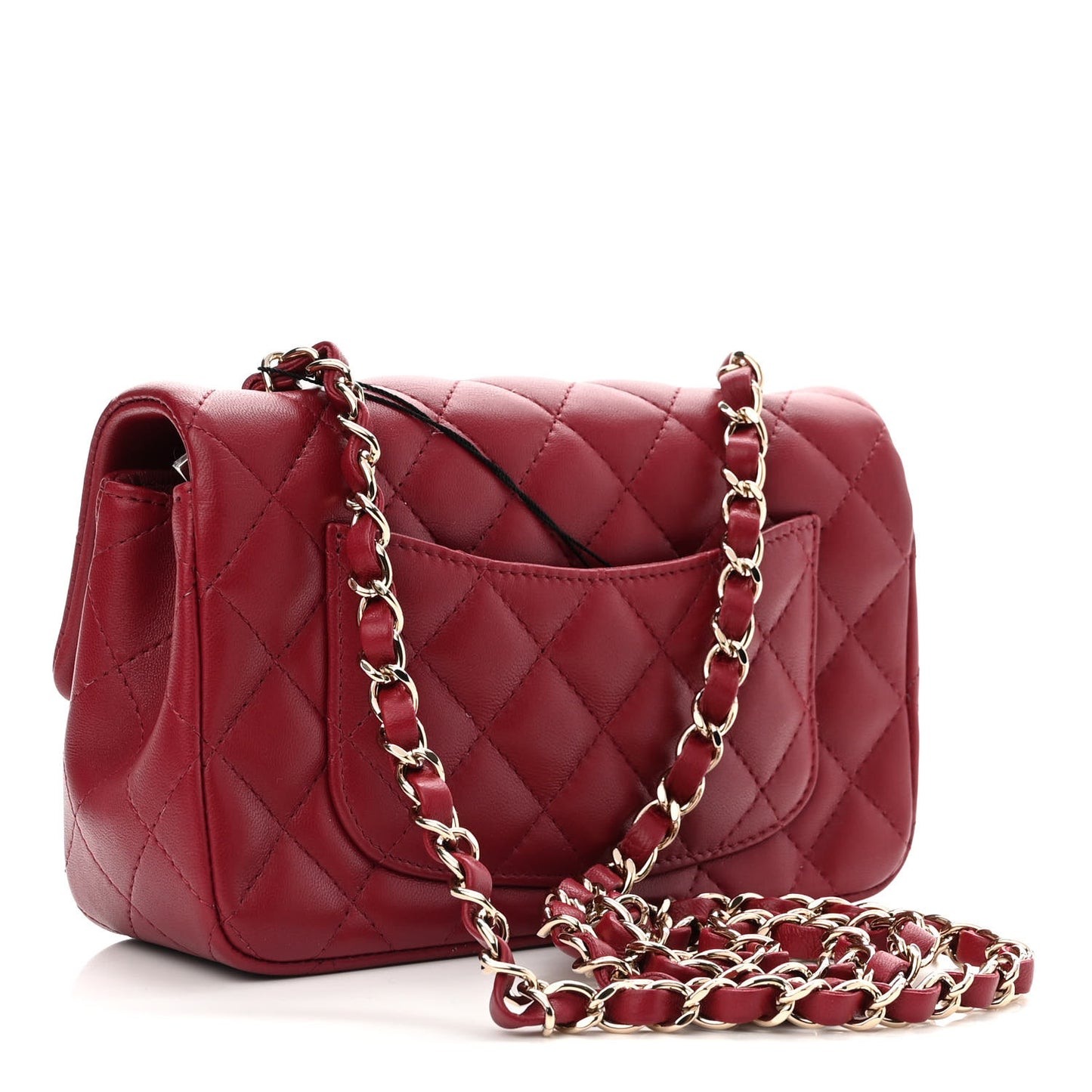 Lambskin Quilted Mini Rectangular Flap Burgundy