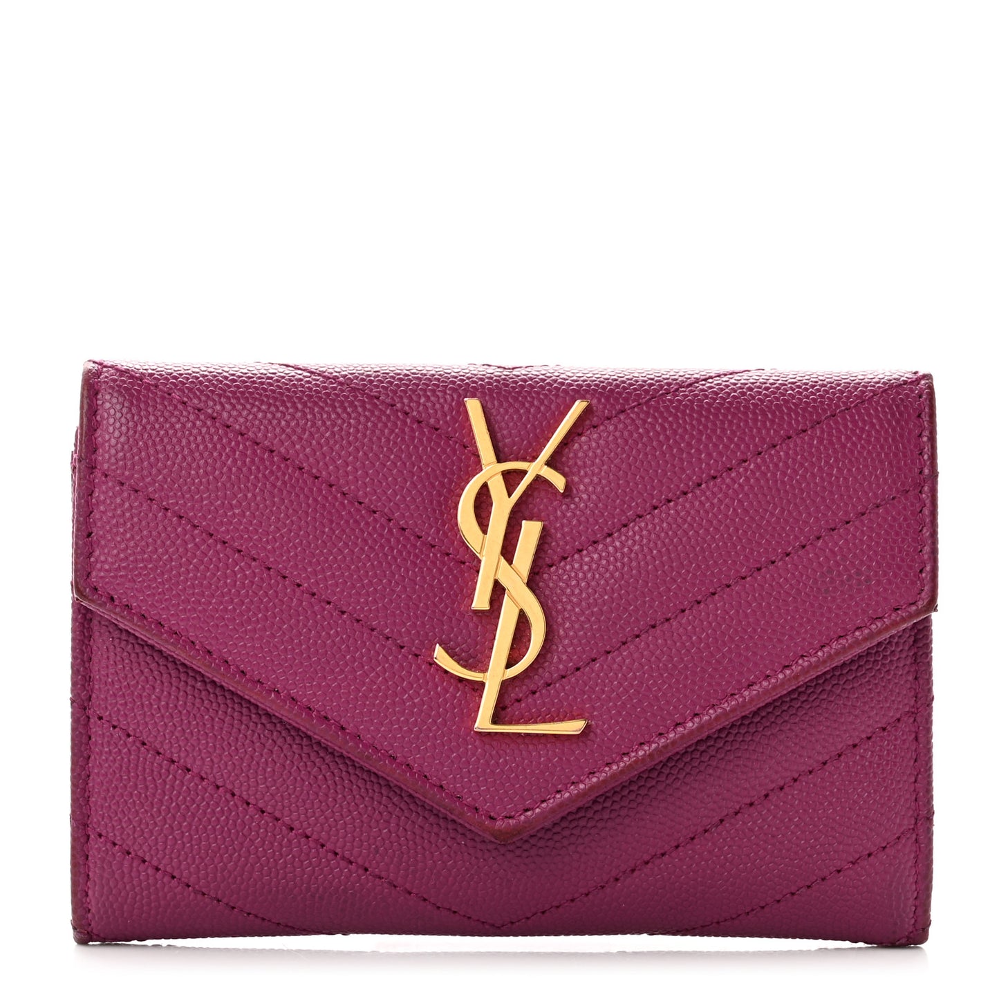 Grain De Poudre Matelasse Chevron Small Monogram Envelope Wallet Dark Grape